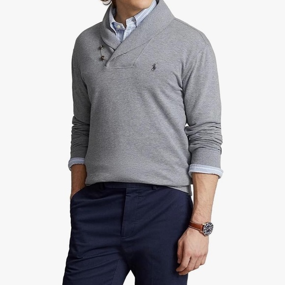 Polo Ralph Lauren Other - Polo Ralph Lauren Estate Rib Shawl Sweater in Heather Gray Size XXL
